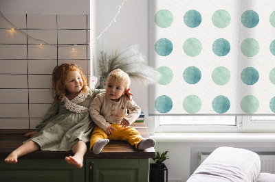 Modern roller blind Turquoise dots on a white background