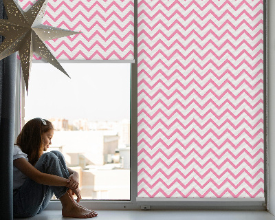 Roller blind for large window Horizontal pink zigzags