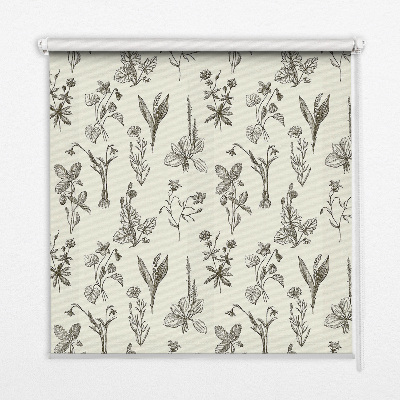 Modern roller blind Drawn flowers