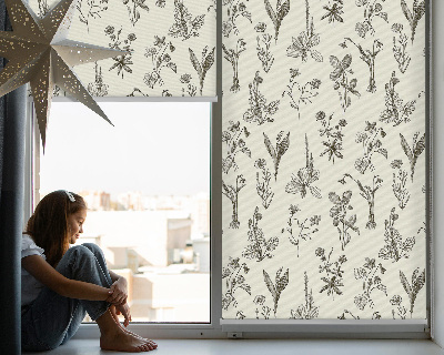 Modern roller blind Drawn flowers