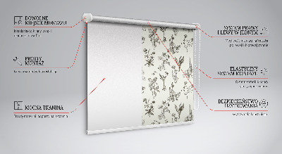 Modern roller blind Drawn flowers