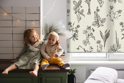 Modern roller blind Drawn flowers
