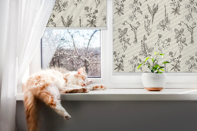 Modern roller blind Drawn flowers