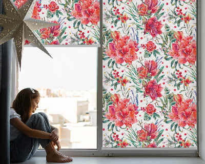 Modern roller blind Red flowers
