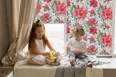 Modern roller blind Red flowers