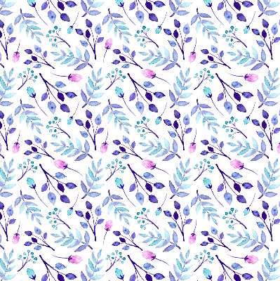 Modern roller blind Blue flowers