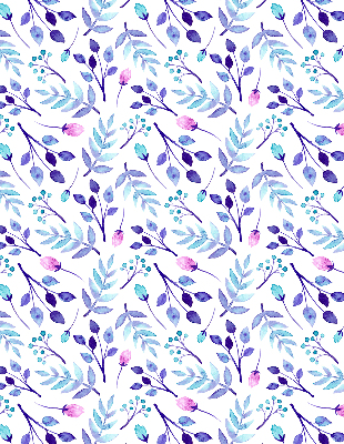 Modern roller blind Blue flowers