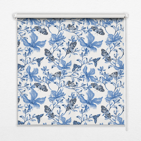 Roller blind for large window Blue butterflies