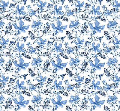 Roller blind for large window Blue butterflies