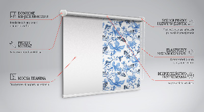 Roller blind for large window Blue butterflies