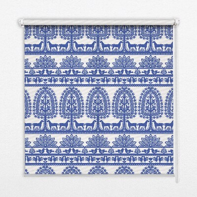 Roller blind for large window Blue pattern