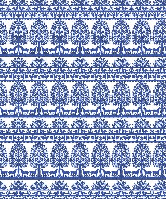 Roller blind for large window Blue pattern