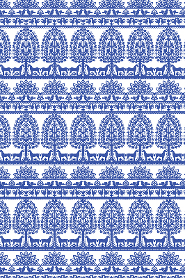 Roller blind for large window Blue pattern