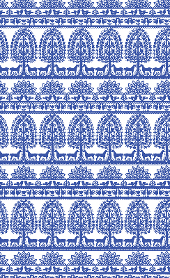 Roller blind for large window Blue pattern