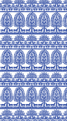 Roller blind for large window Blue pattern