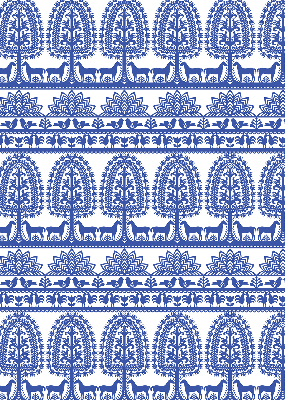 Roller blind for large window Blue pattern