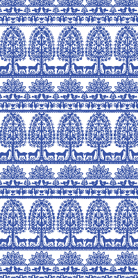 Roller blind for large window Blue pattern