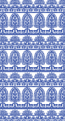 Roller blind for large window Blue pattern