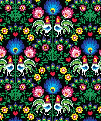 Roller blind for large window Colorful roosters