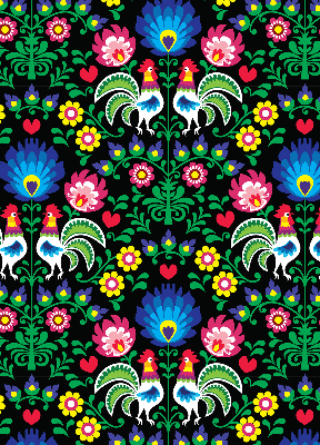 Roller blind for large window Colorful roosters