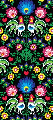 Roller blind for large window Colorful roosters