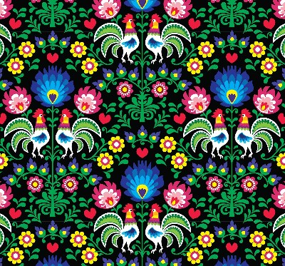 Roller blind for large window Colorful roosters