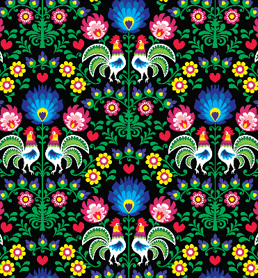 Roller blind for large window Colorful roosters