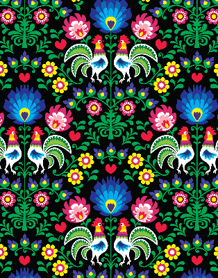 Roller blind for large window Colorful roosters