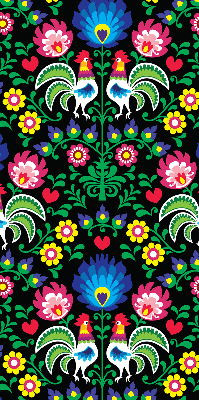 Roller blind for large window Colorful roosters