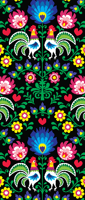 Roller blind for large window Colorful roosters
