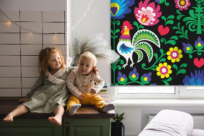 Roller blind for large window Colorful roosters