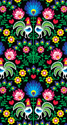 Roller blind for large window Colorful roosters