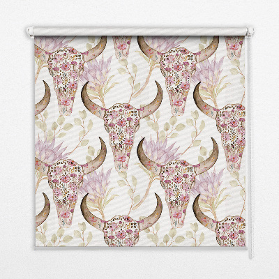 Fabric roller blind Colorful buffalo heads