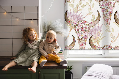 Fabric roller blind Colorful buffalo heads