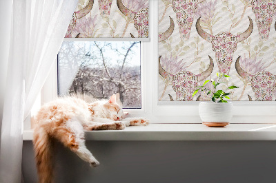 Fabric roller blind Colorful buffalo heads