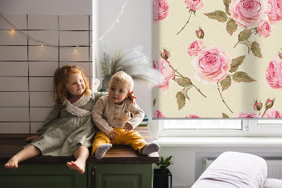 Fabric roller blind Roses