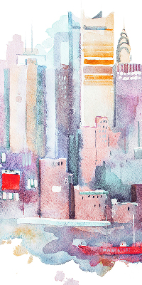 Fabric roller blind Colorful city