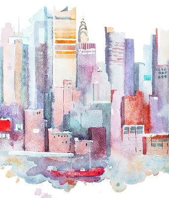 Fabric roller blind Colorful city