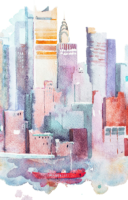 Fabric roller blind Colorful city