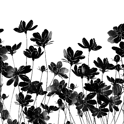 Fabric roller blind Black flowers
