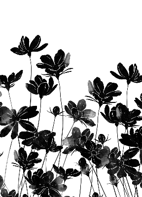 Fabric roller blind Black flowers