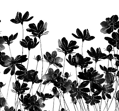 Fabric roller blind Black flowers