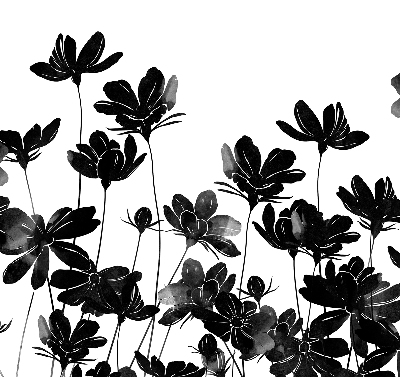 Fabric roller blind Black flowers