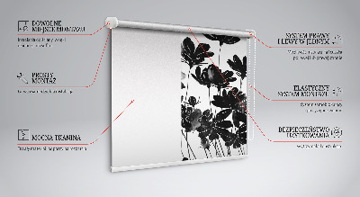 Fabric roller blind Black flowers