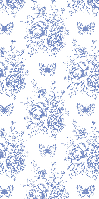 Fabric roller blind Blue flowers and butterflies