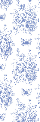 Fabric roller blind Blue flowers and butterflies