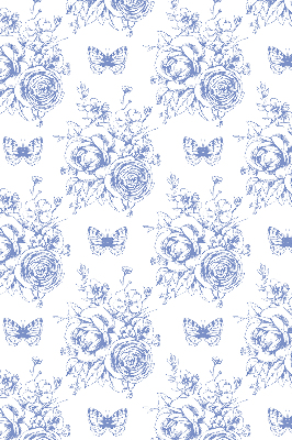 Fabric roller blind Blue flowers and butterflies