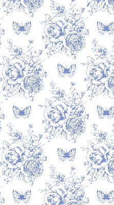 Fabric roller blind Blue flowers and butterflies