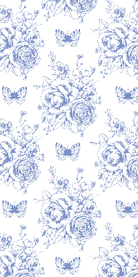 Fabric roller blind Blue flowers and butterflies