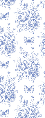 Fabric roller blind Blue flowers and butterflies